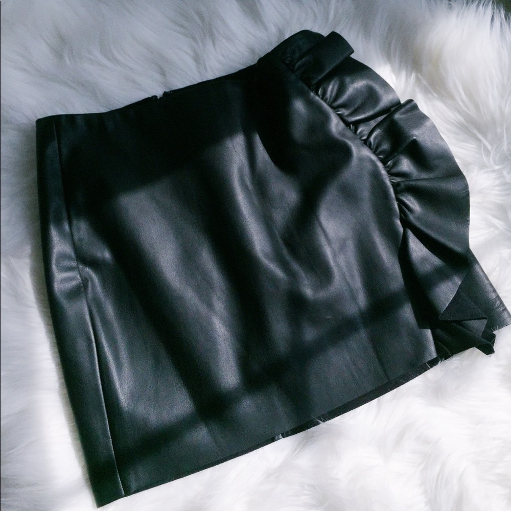 NWT EXPRESS faux leather ruffle skirt